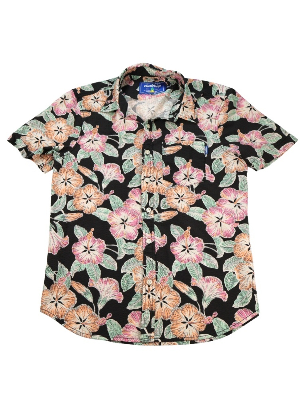Chubbies Tropical Floral Hawaiian Button Up Shirt Small